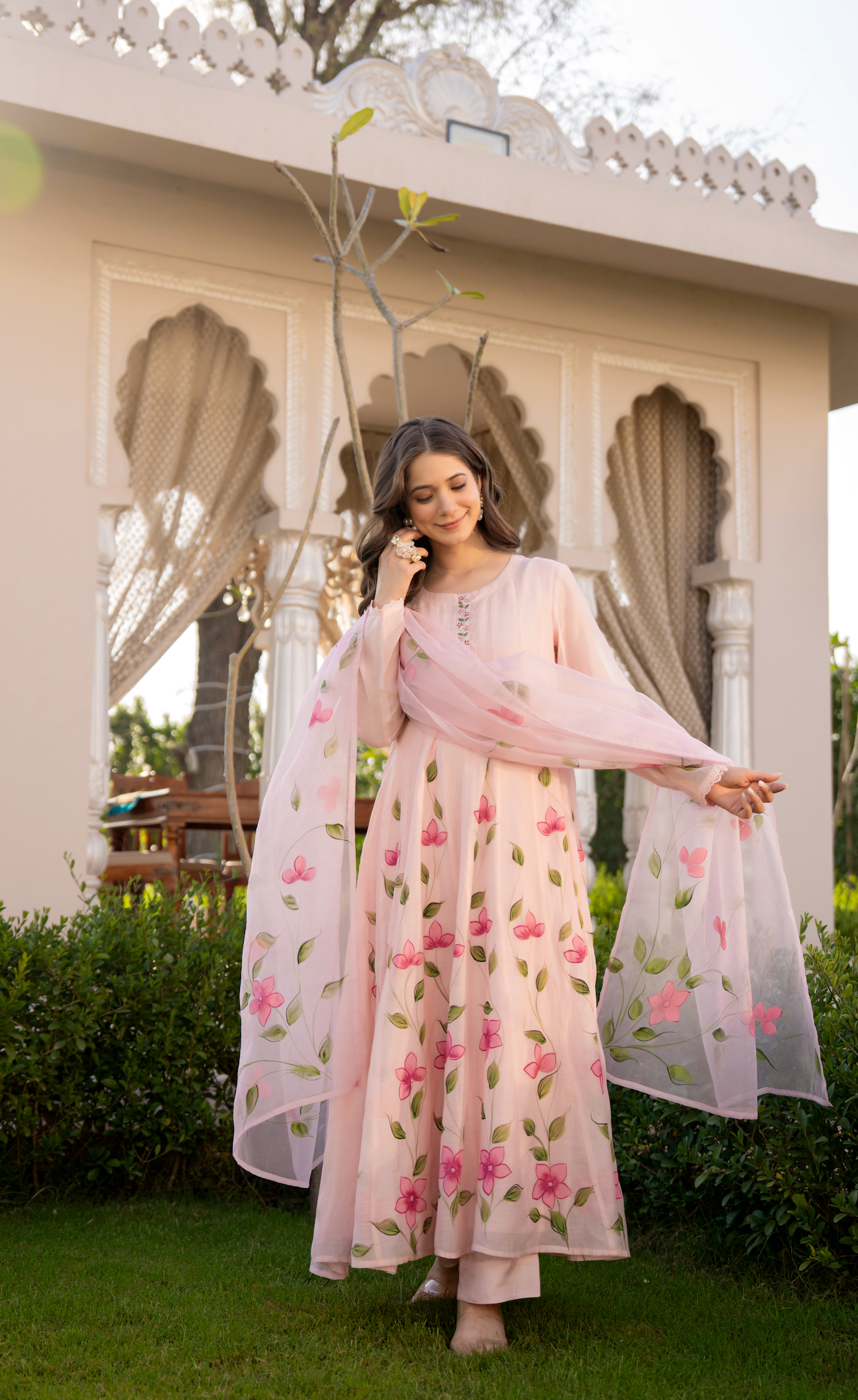 Blossom Pink Chanderi Suit Set