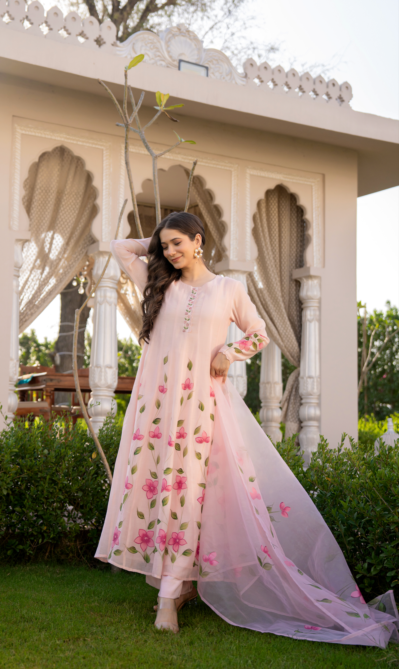 Blossom Pink Chanderi Suit Set