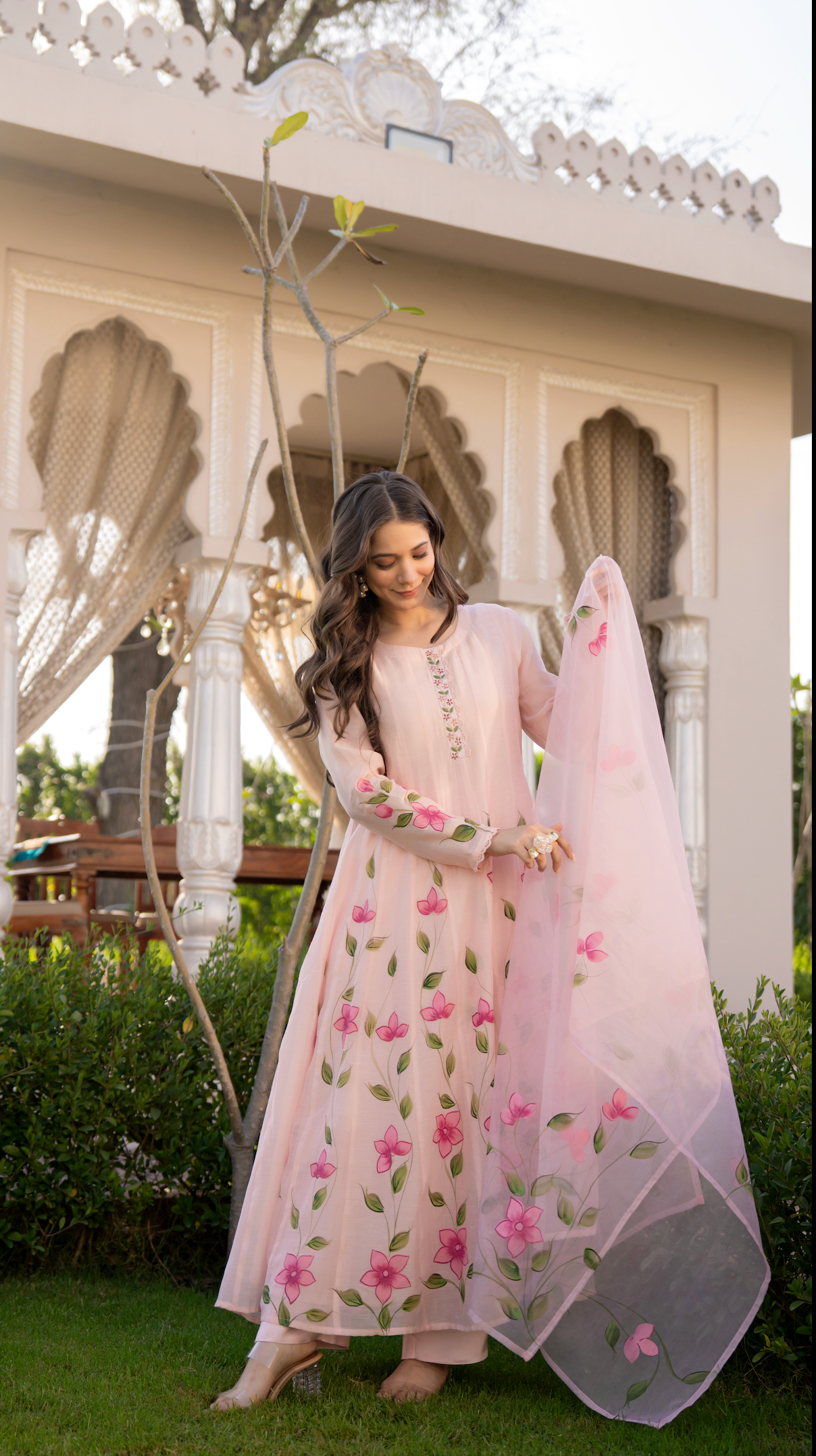 Blossom Pink Chanderi Suit Set
