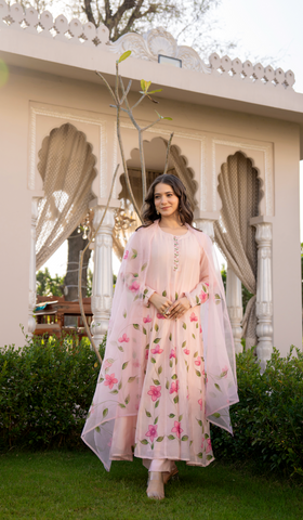 Blossom Pink Chanderi Suit Set