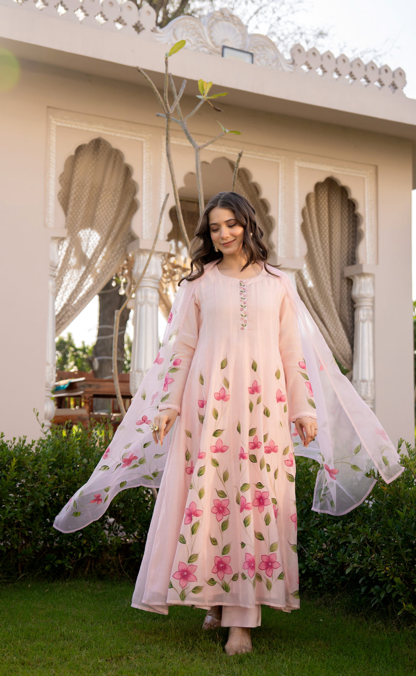 Blossom Pink Chanderi Suit Set