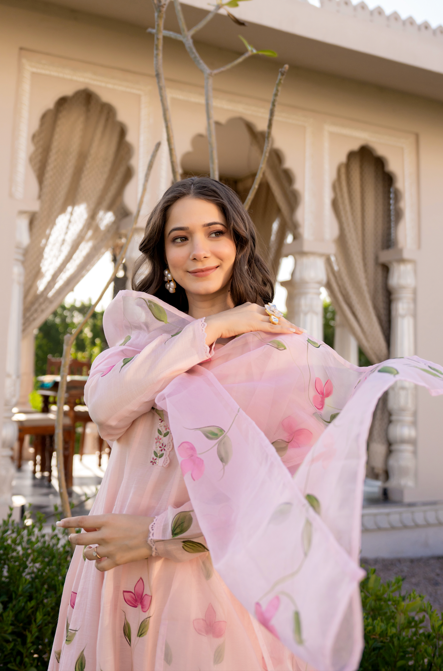 Blossom Pink Chanderi Suit Set