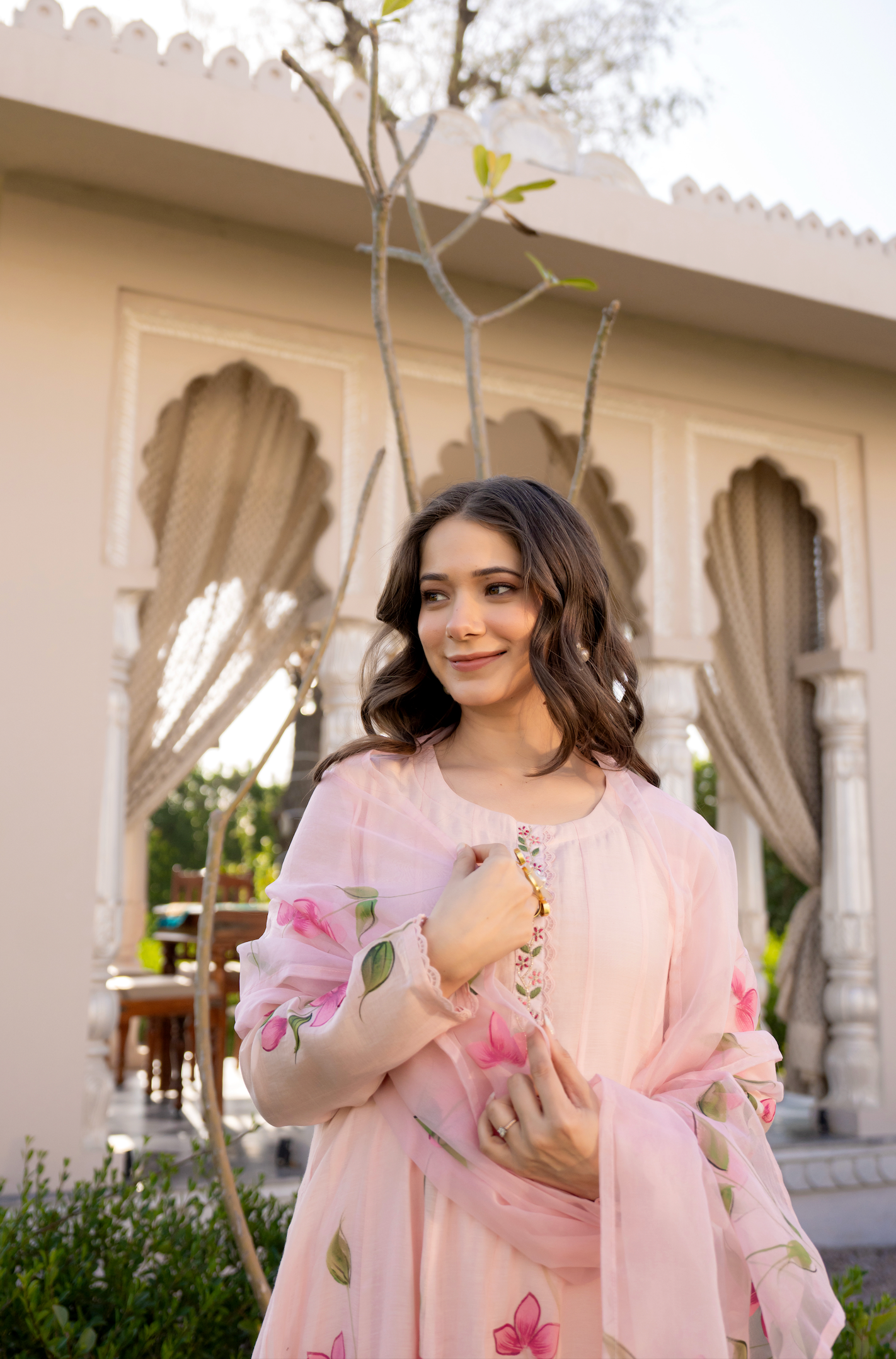 Blossom Pink Chanderi Suit Set