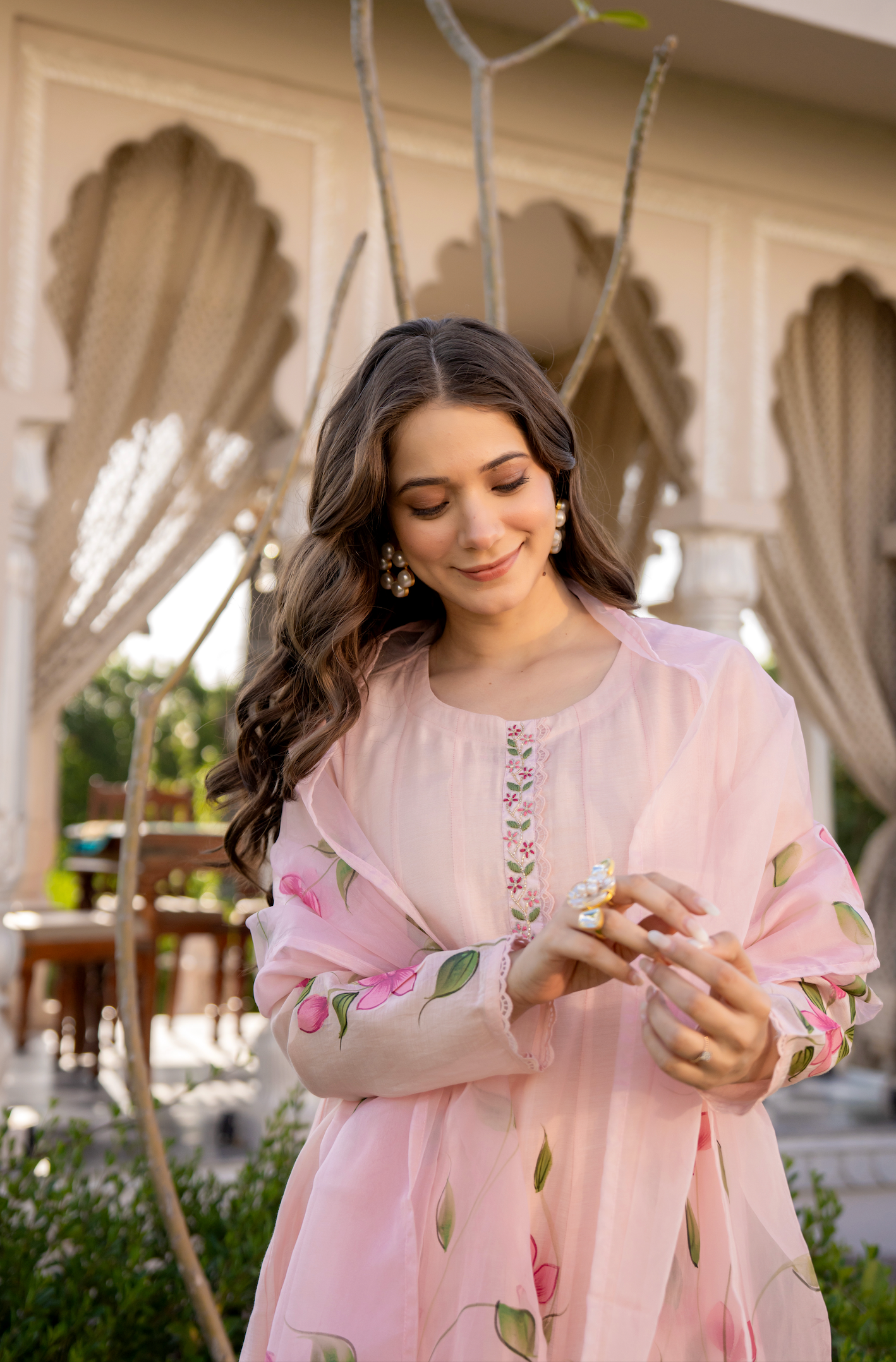 Blossom Pink Chanderi Suit Set