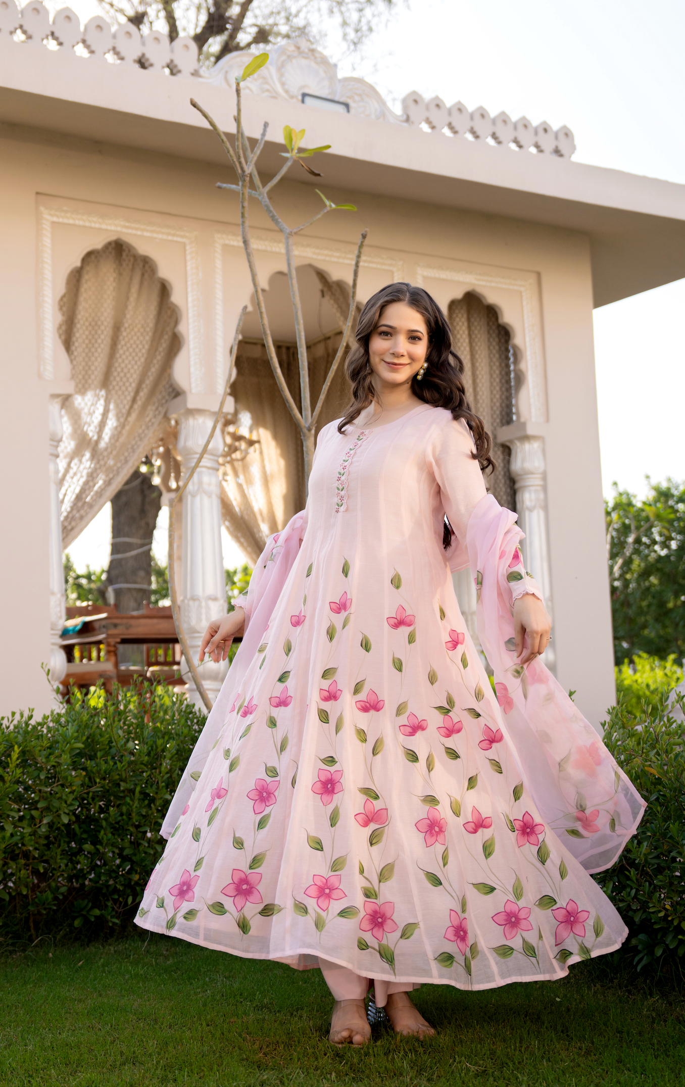 Blossom Pink Chanderi Suit Set