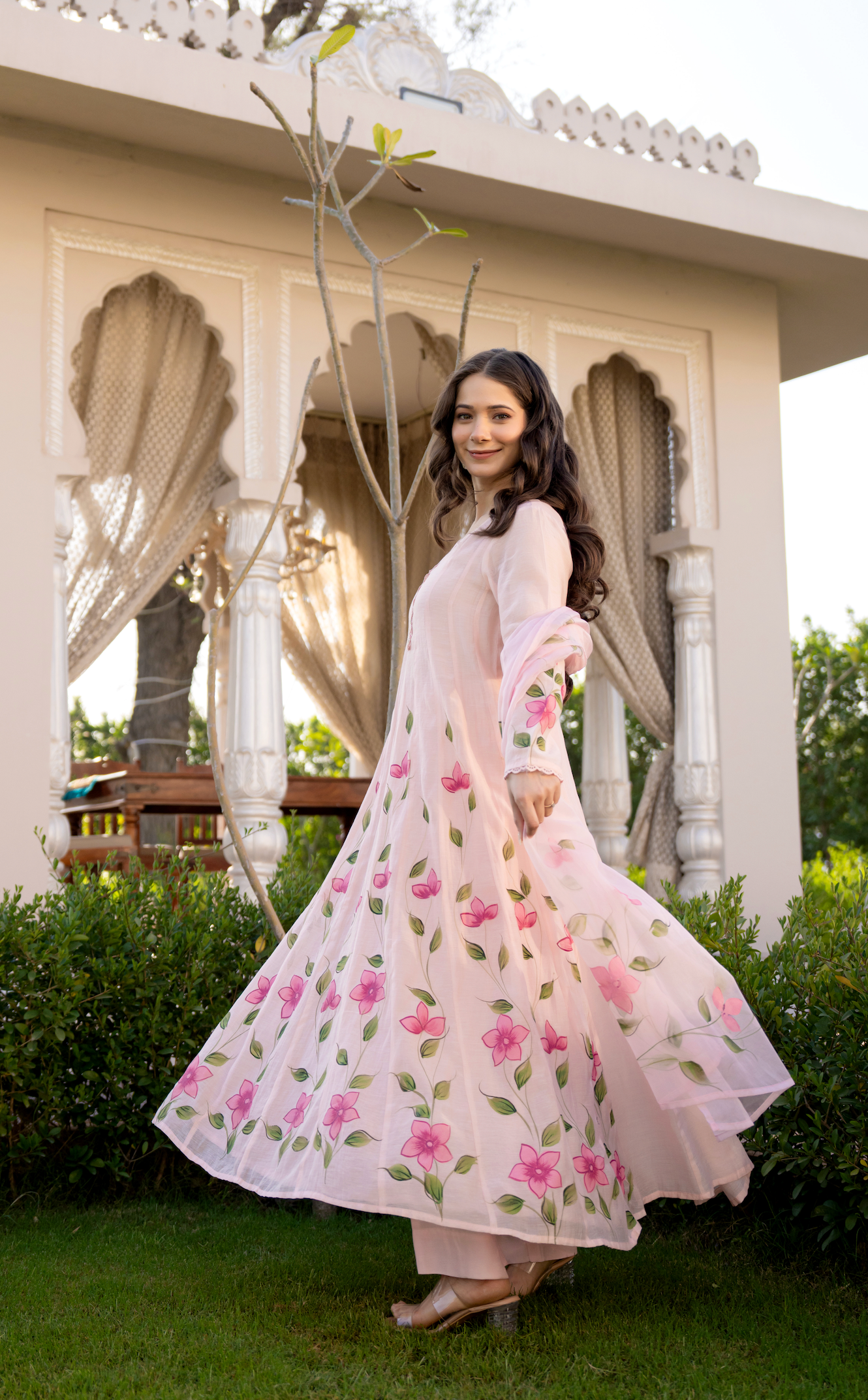 Blossom Pink Chanderi Suit Set