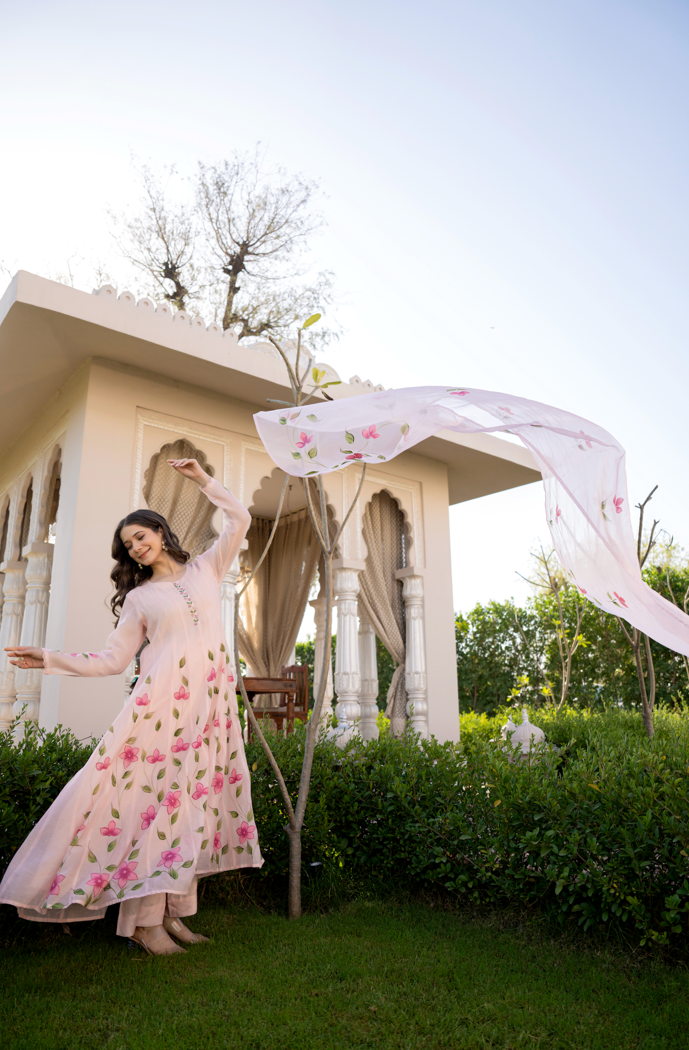 Blossom Pink Chanderi Suit Set