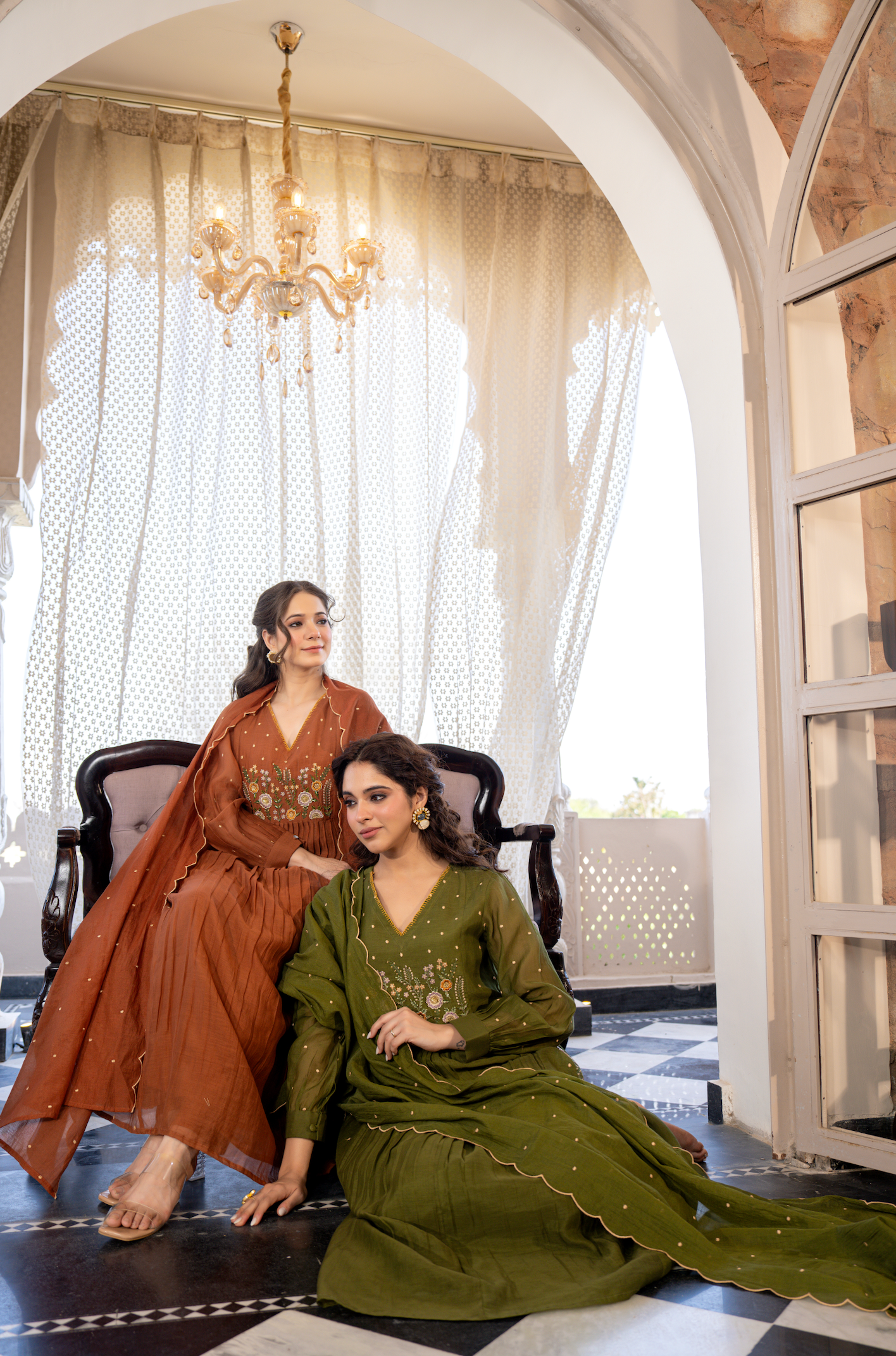 Hazel Haze Mul Chanderi Suit Set
