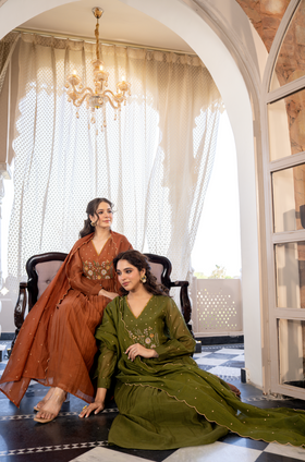 Hazel Haze Mul Chanderi Suit Set