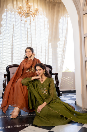 Hazel Haze Mul Chanderi Suit Set
