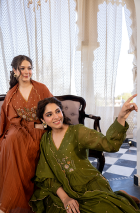 Hazel Haze Mul Chanderi Suit Set