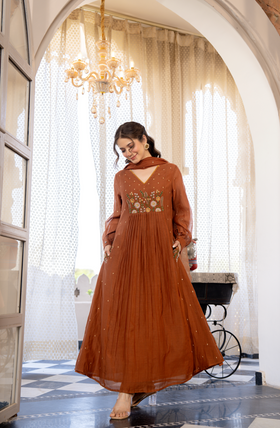 Hazel Haze Mul Chanderi Suit Set