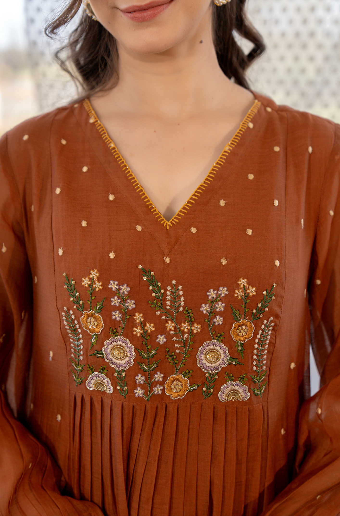 Hazel Haze Mul Chanderi Suit Set