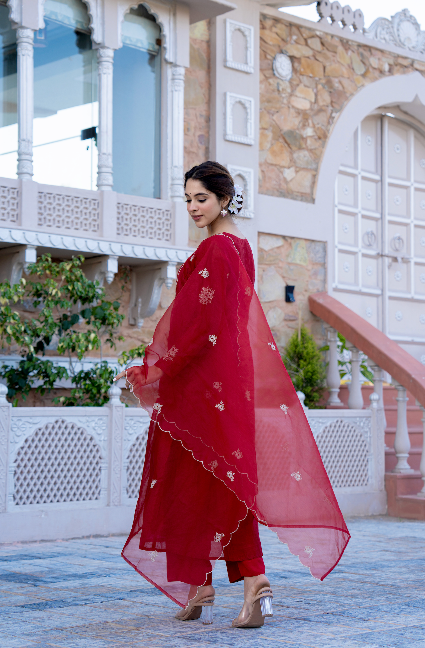 Berry Blush Chanderi Suit Set