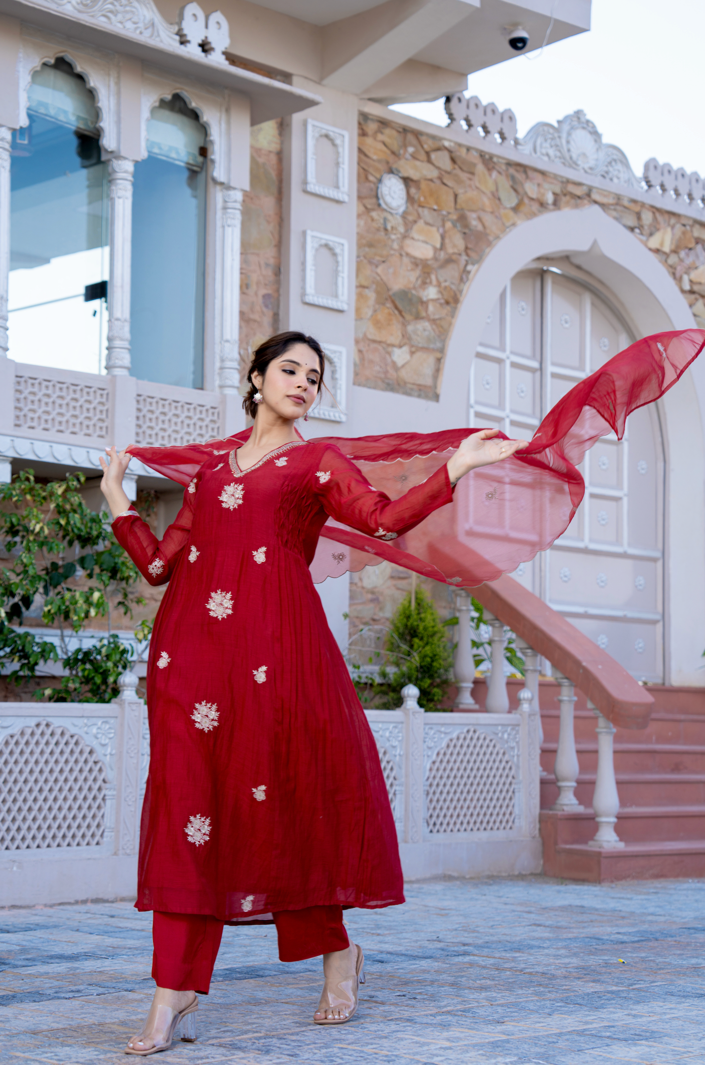 Berry Blush Chanderi Suit Set