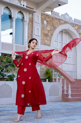 Berry Blush Chanderi Suit Set