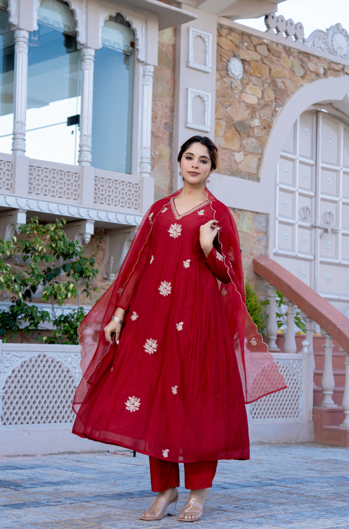 Berry Blush Chanderi Suit Set