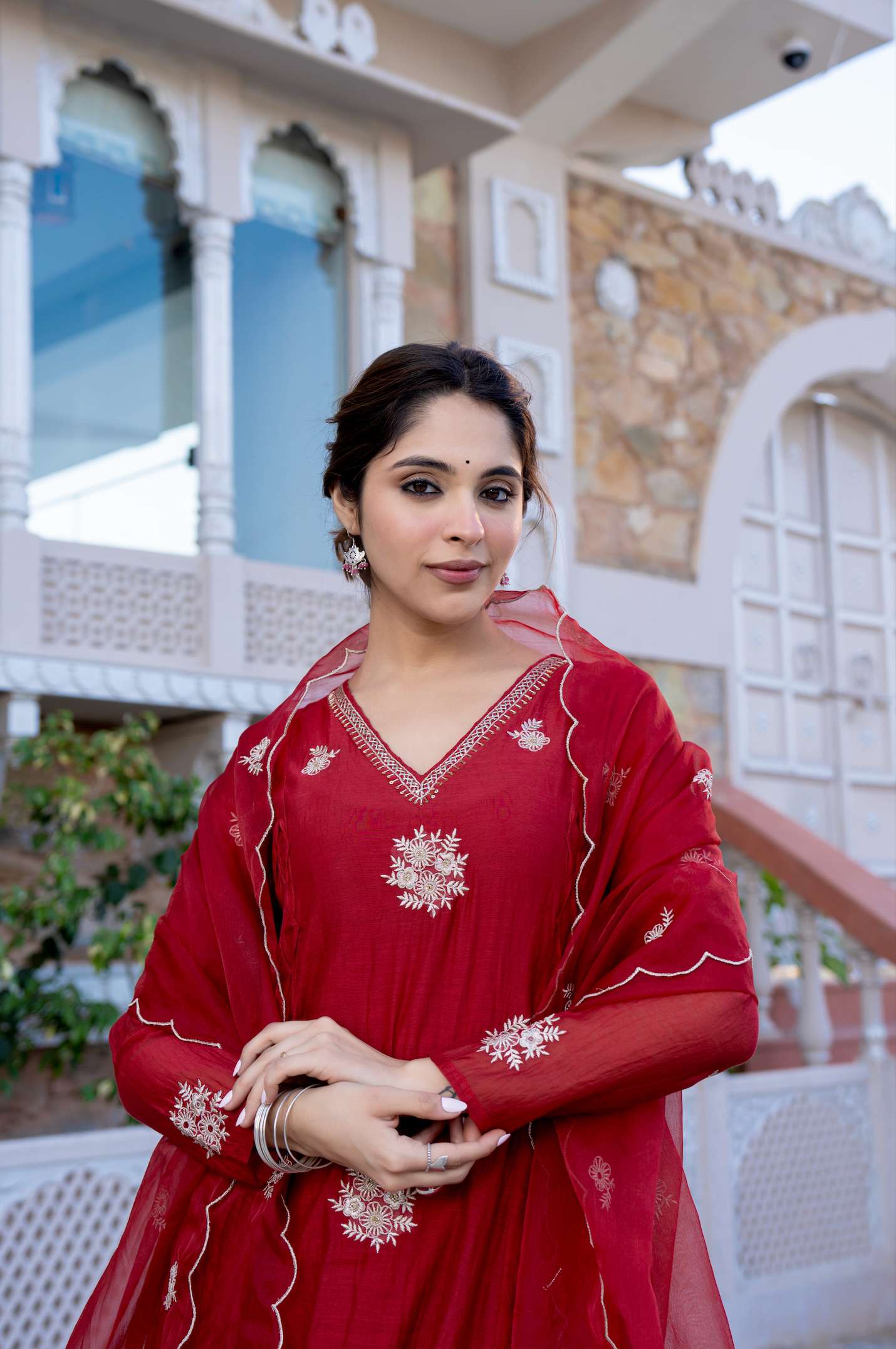 Berry Blush Chanderi Suit Set