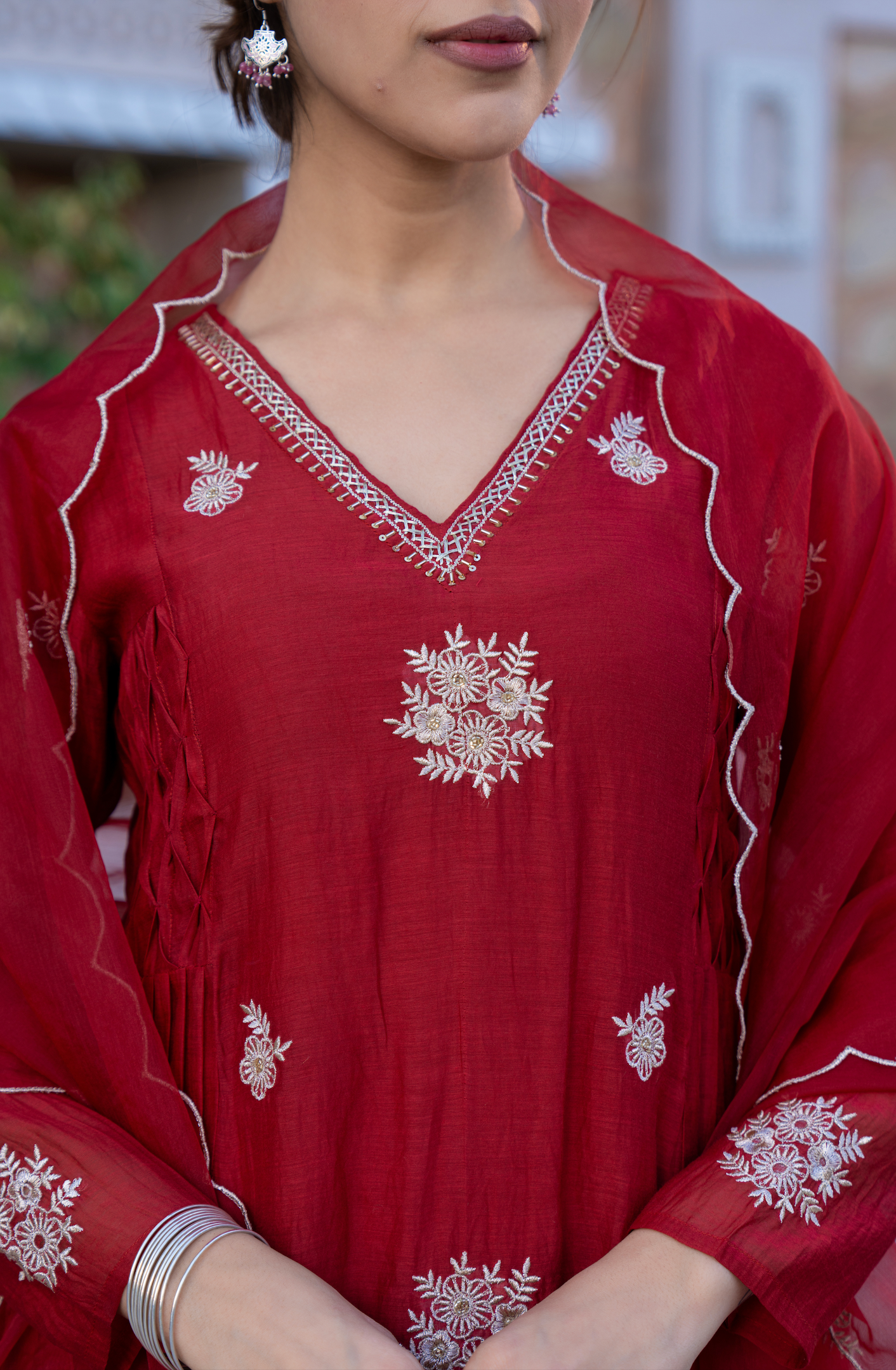 Berry Blush Chanderi Suit Set
