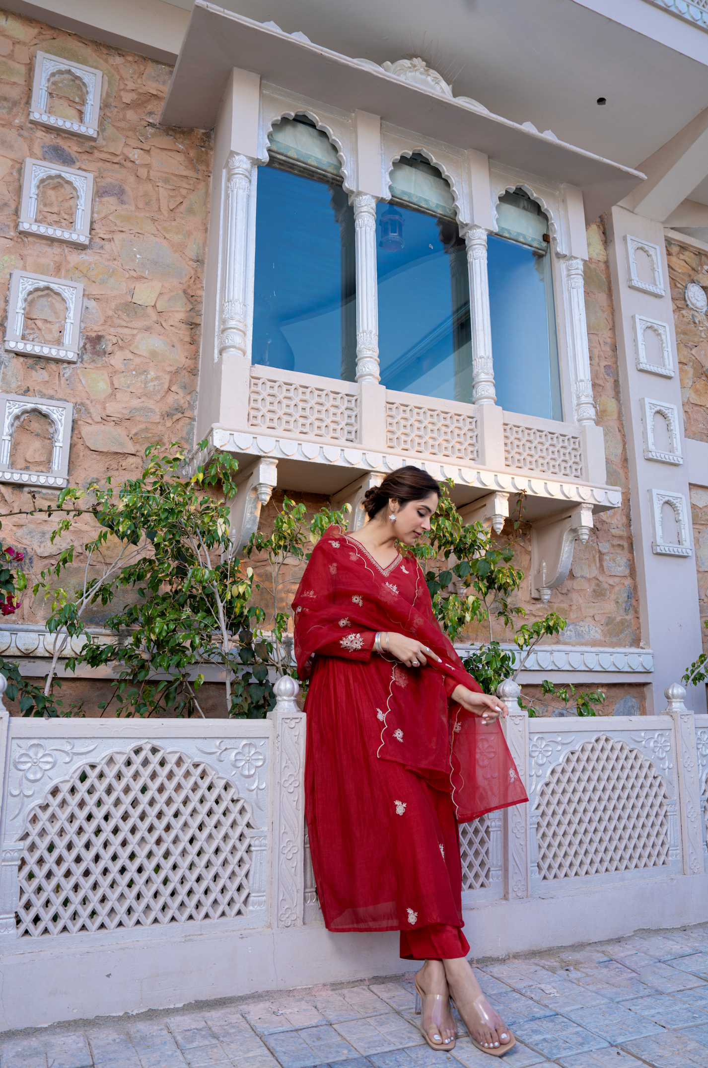 Berry Blush Chanderi Suit Set