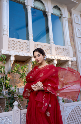 Berry Blush Chanderi Suit Set