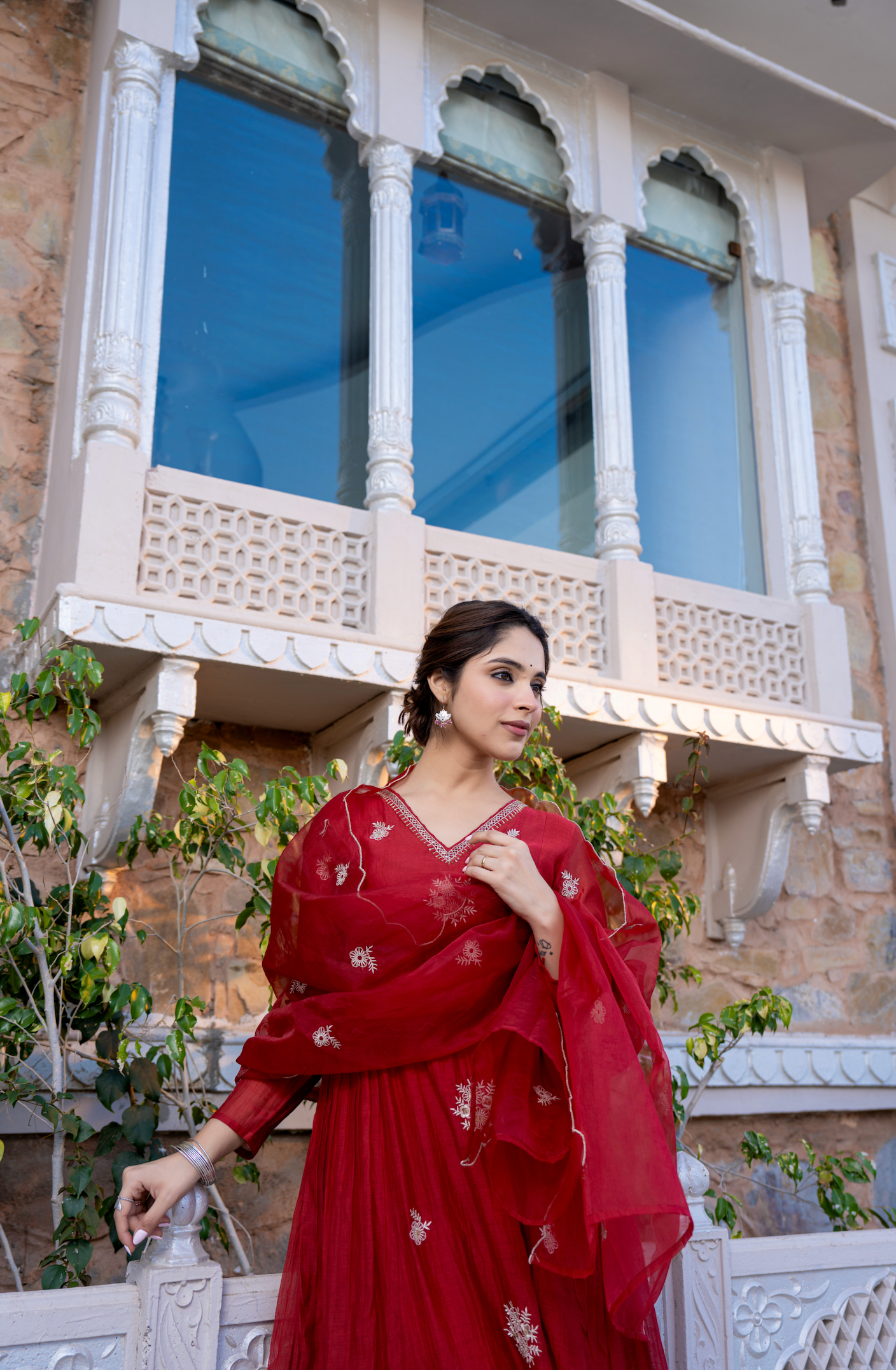 Berry Blush Chanderi Suit Set