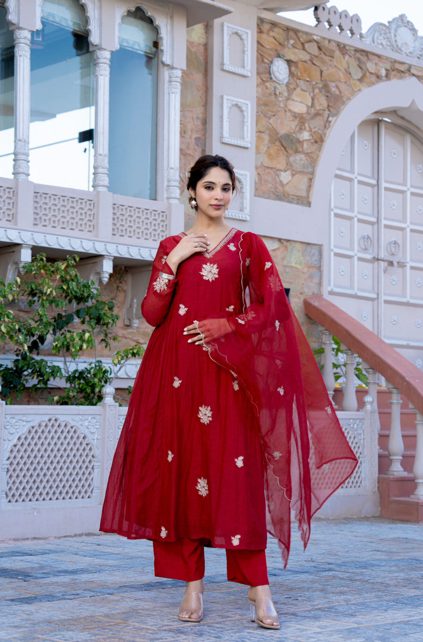 Berry Blush Chanderi Suit Set