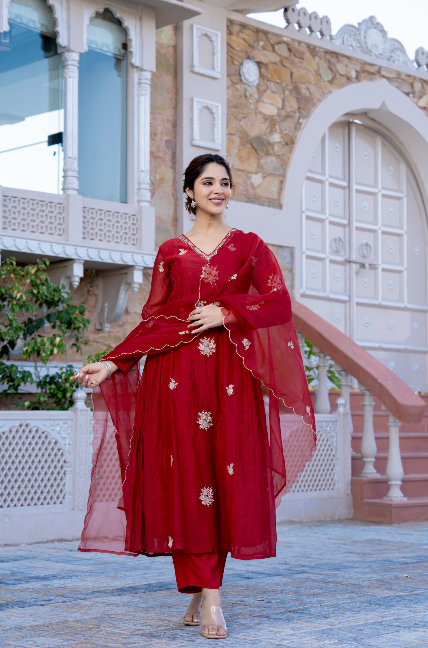 Berry Blush Chanderi Suit Set