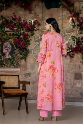 Pink Bloom Mulmul Suit Set