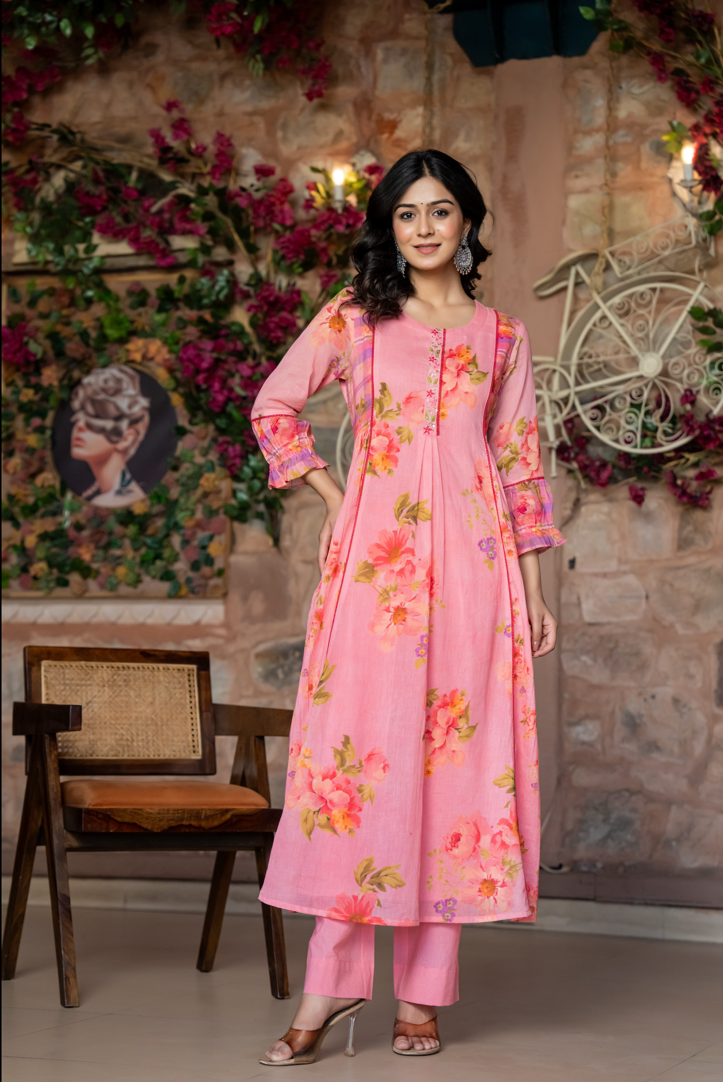Pink Bloom Mulmul Suit Set