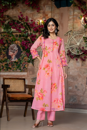 Pink Bloom Mulmul Suit Set