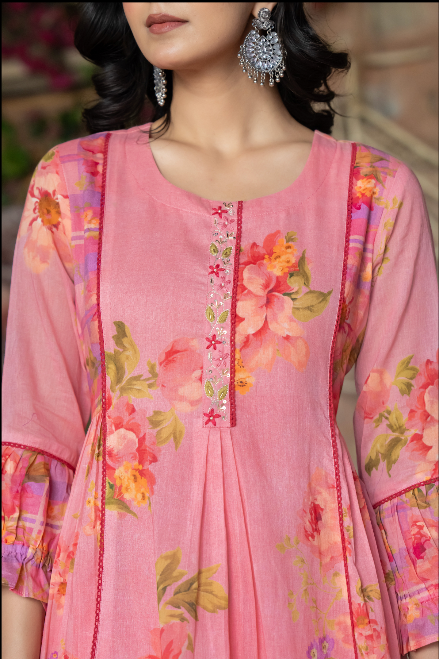 Pink Bloom Mulmul Suit Set