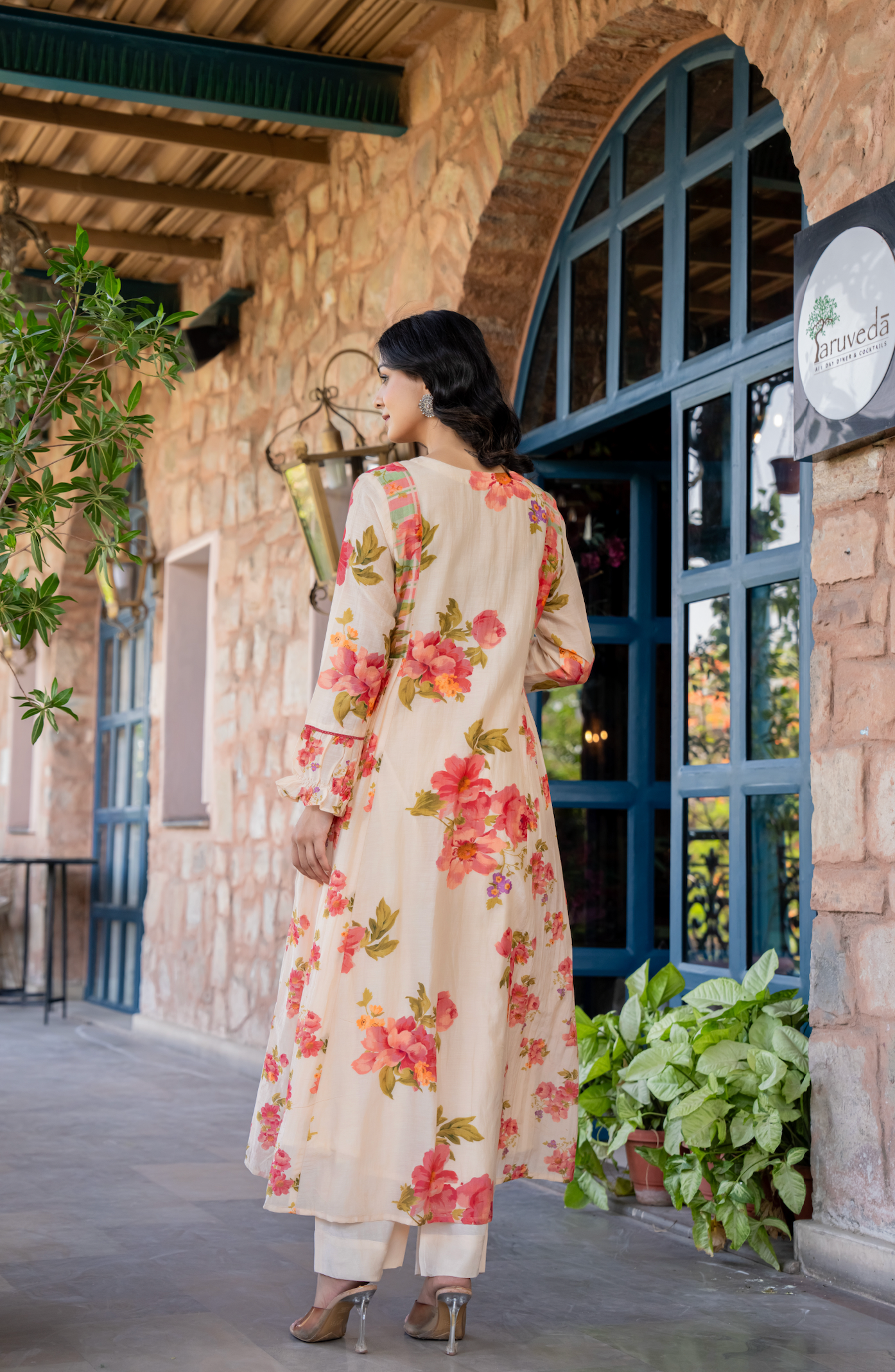 Cream Petals Mulmul Suit Set