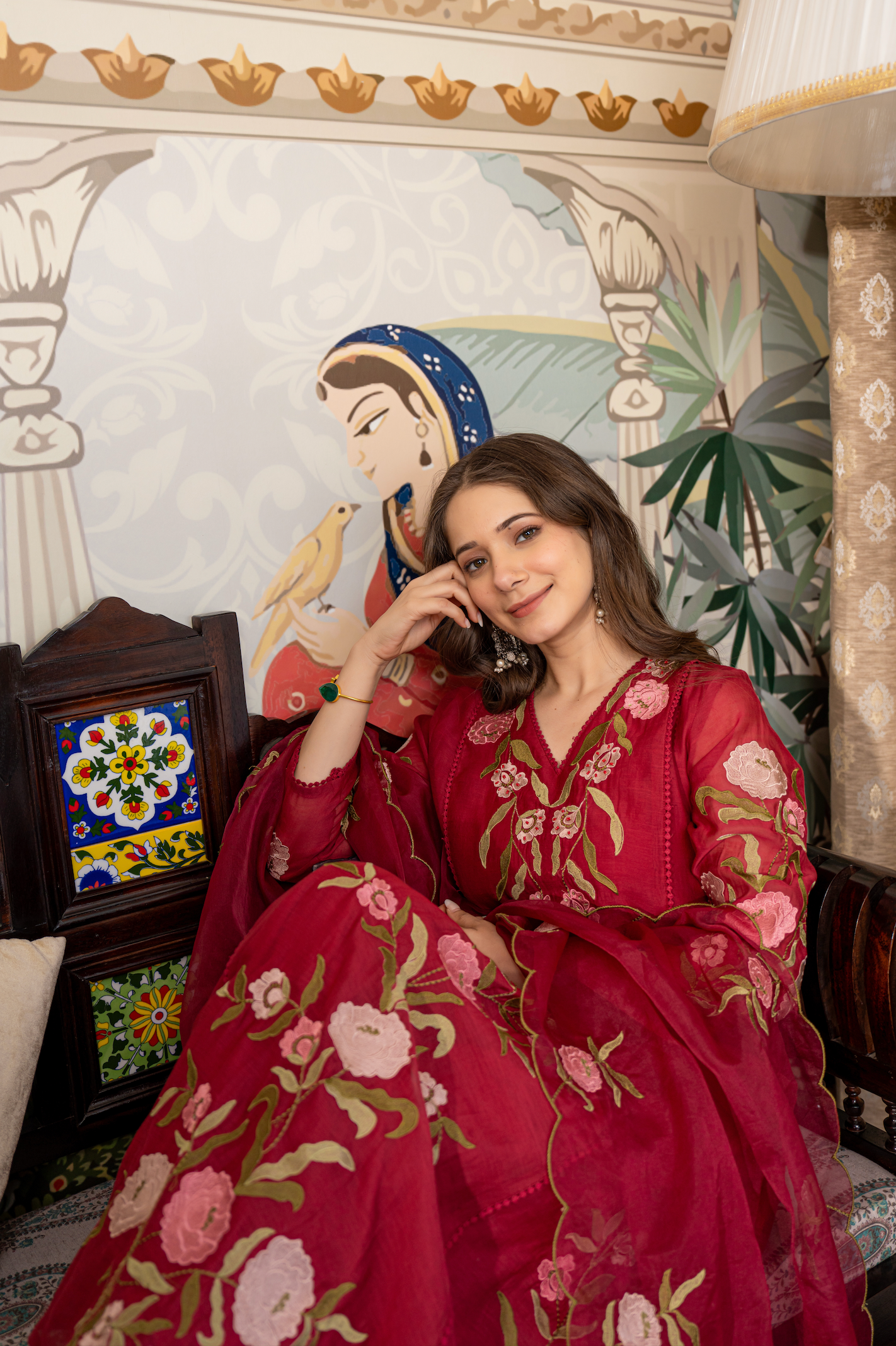 Blushed Burgundy Mul Chanderi Suit Set