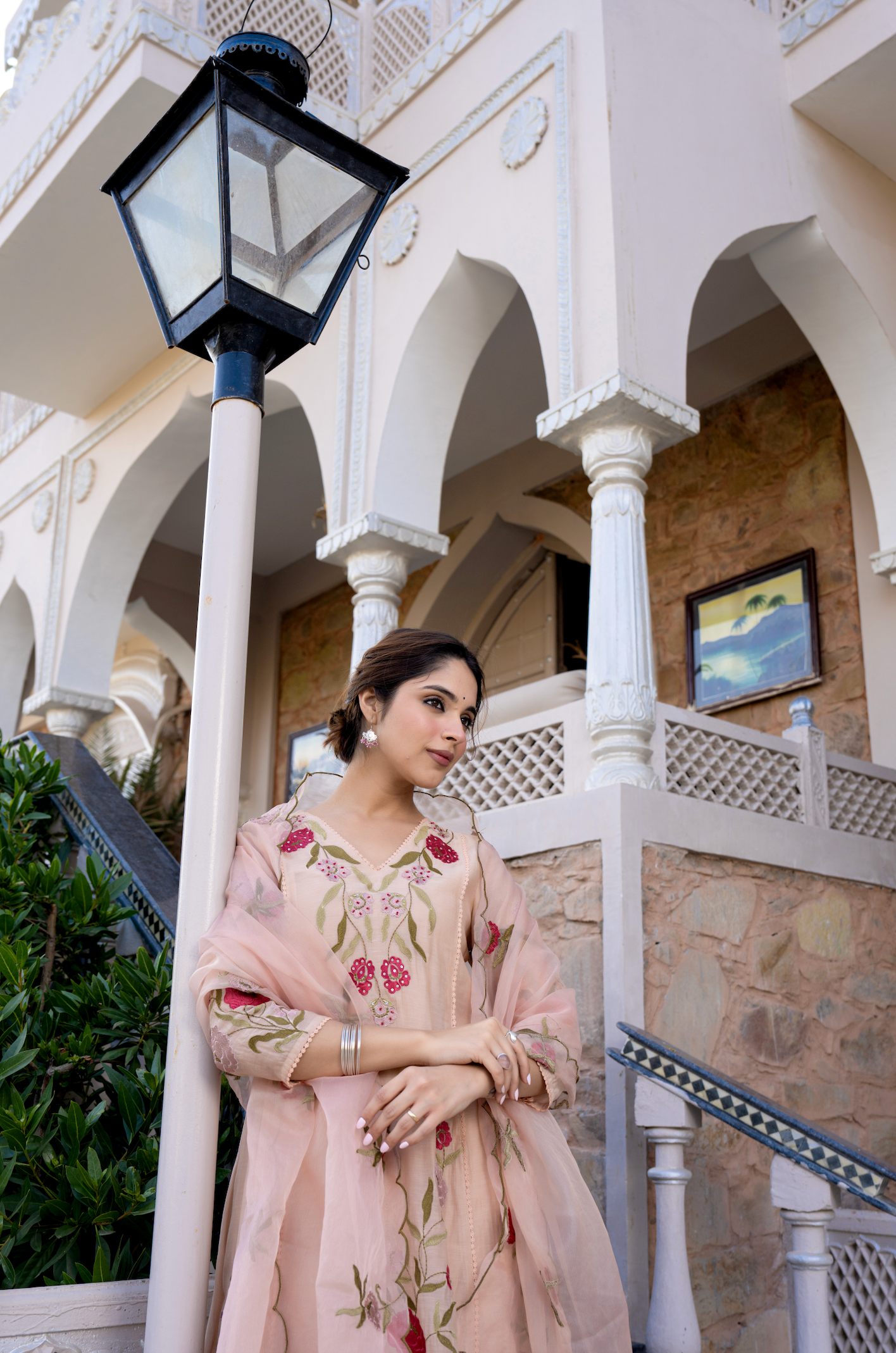 Nude Blossom Mul Chanderi Suit Set