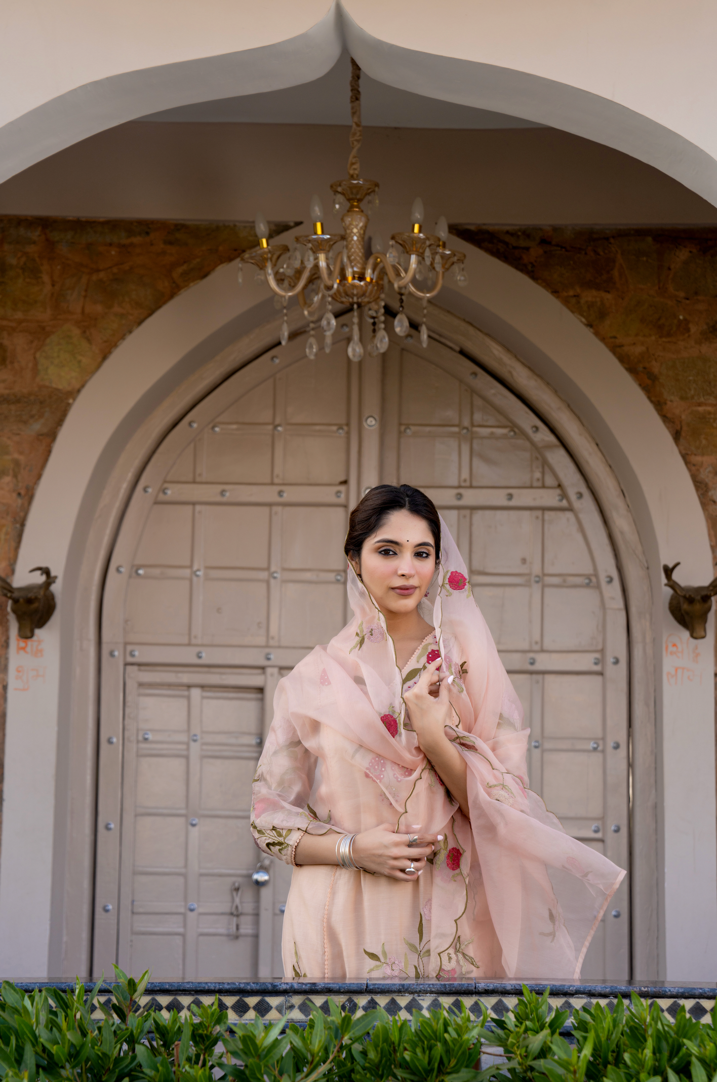 Nude Blossom Mul Chanderi Suit Set