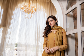 Twilight Gold Mul Chanderi Suit Set