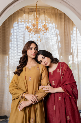 Twilight Gold Mul Chanderi Suit Set