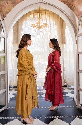 Twilight Gold Mul Chanderi Suit Set
