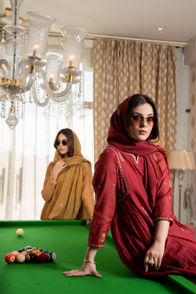 Twilight Gold Mul Chanderi Suit Set