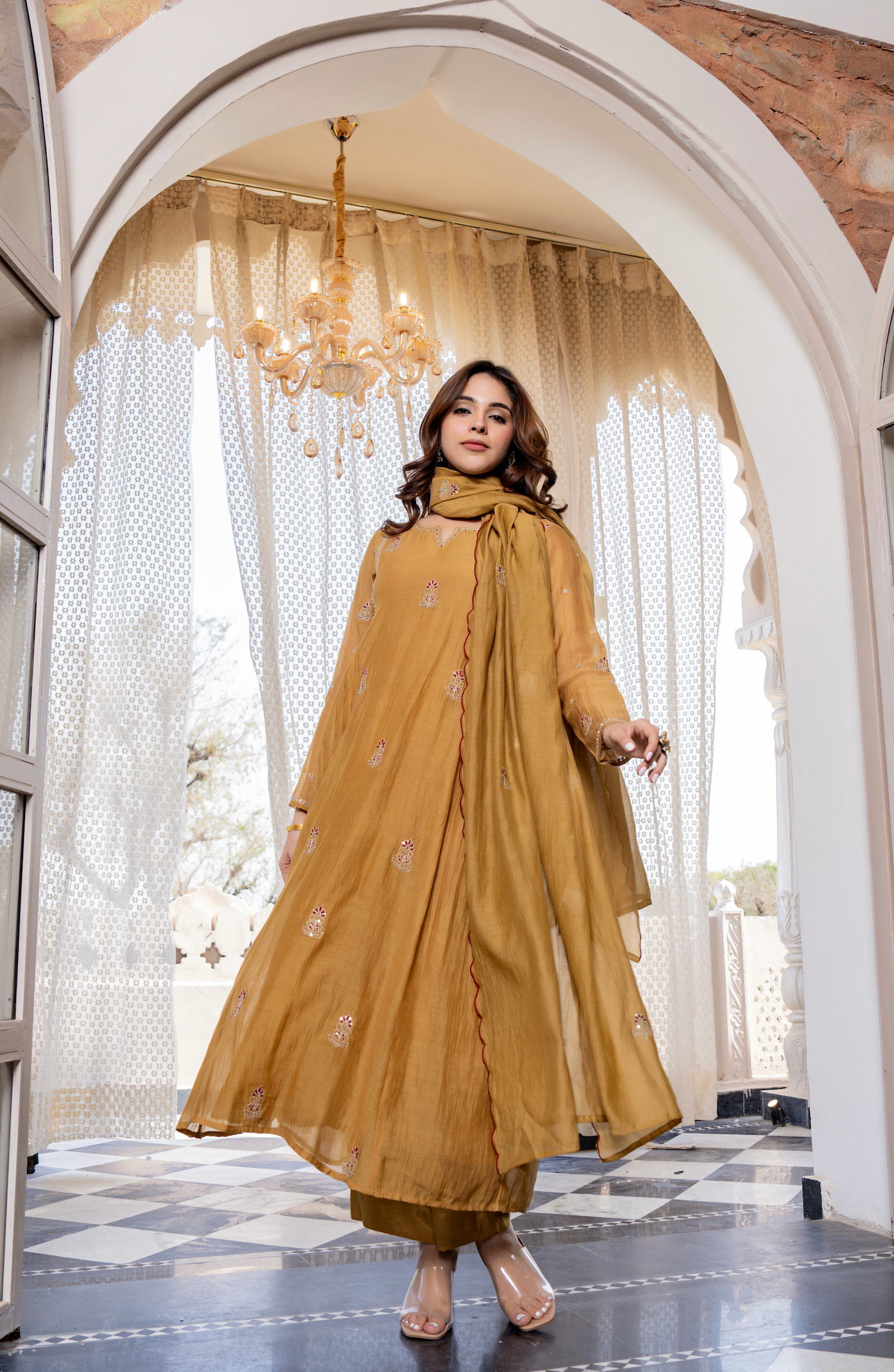 Twilight Gold Mul Chanderi Suit Set