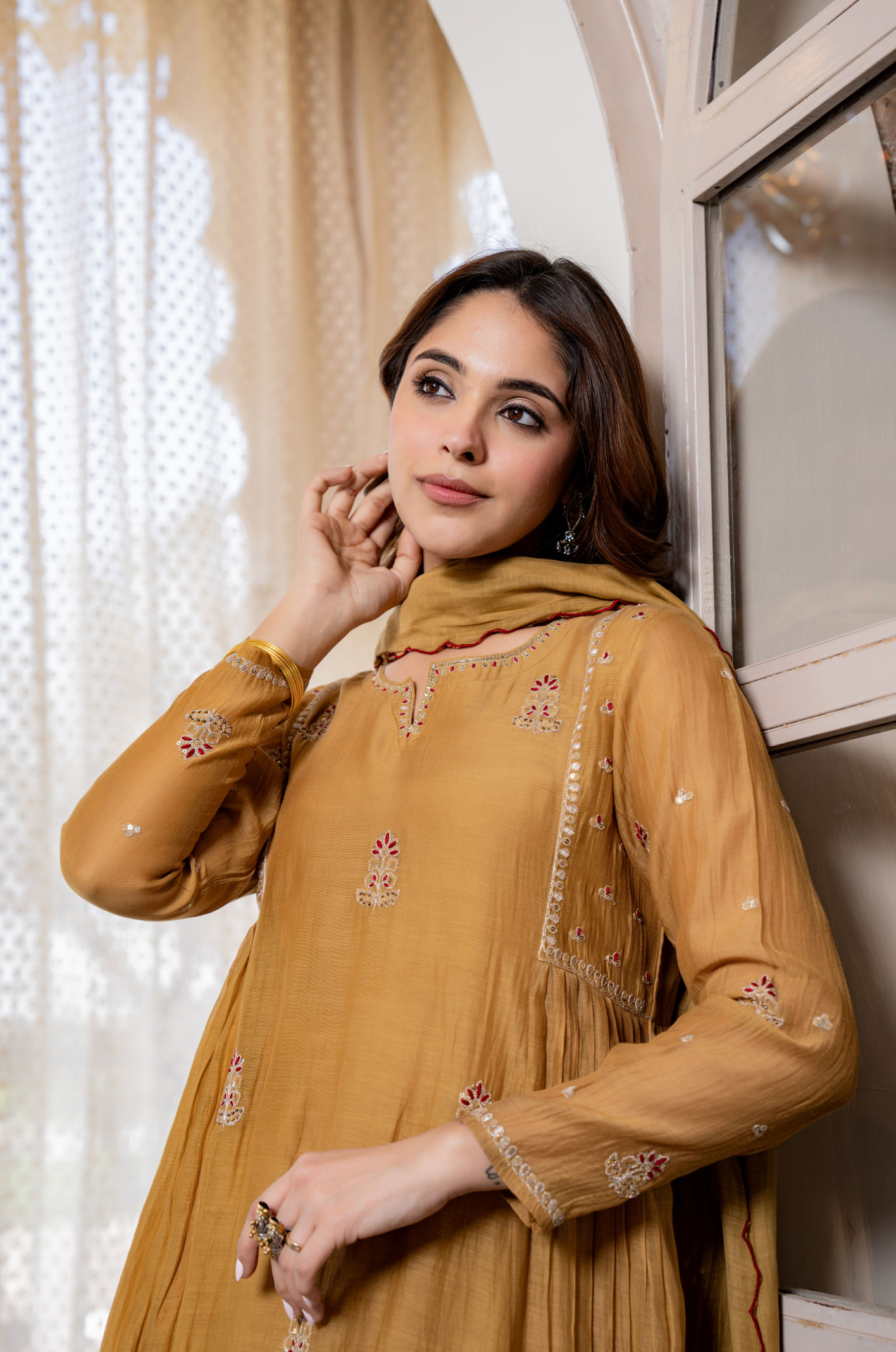 Twilight Gold Mul Chanderi Suit Set