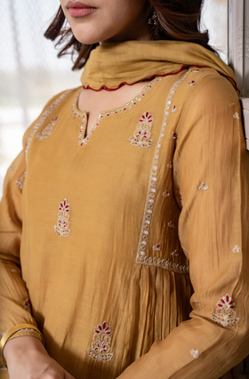 Twilight Gold Mul Chanderi Suit Set