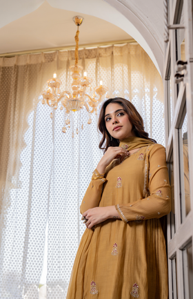 Twilight Gold Mul Chanderi Suit Set