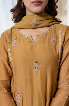 Twilight Gold Mul Chanderi Suit Set