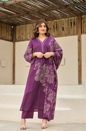 Plum Petals Suit Set