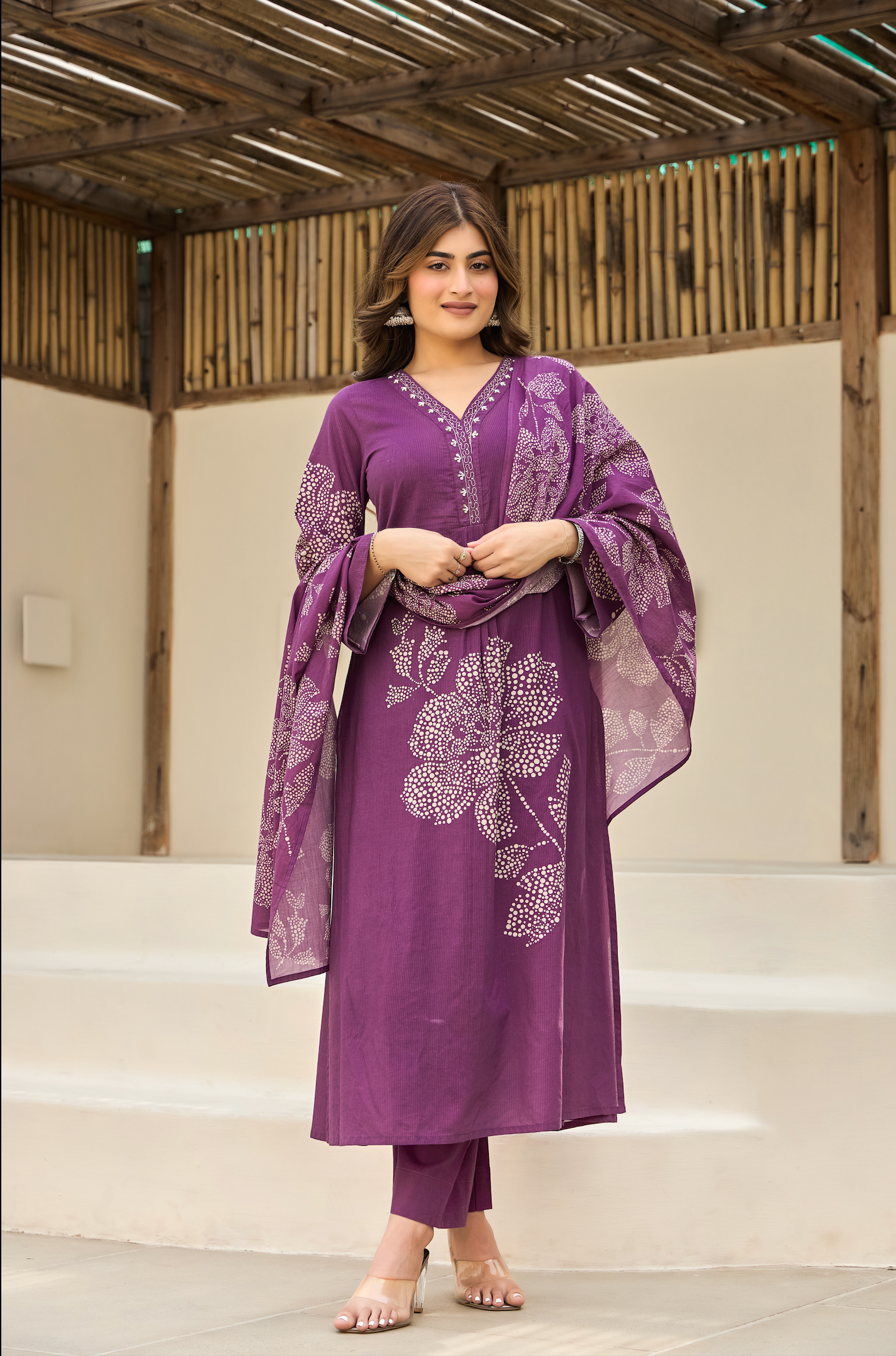 Plum Petals Suit Set