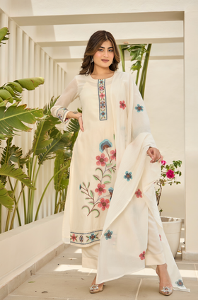 Pearl Essence Mul Chanderi Suit Set