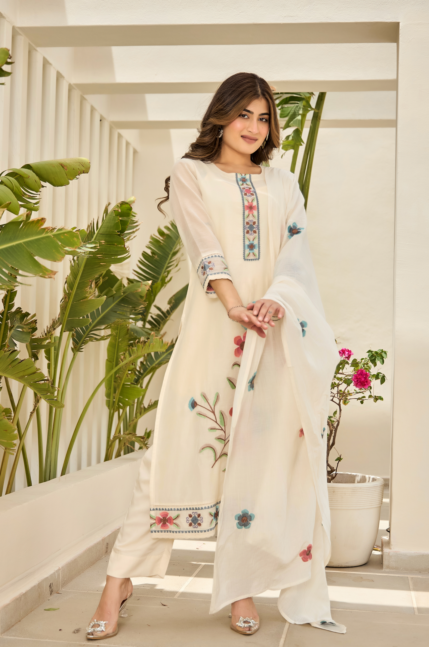 Pearl Essence Mul Chanderi Suit Set