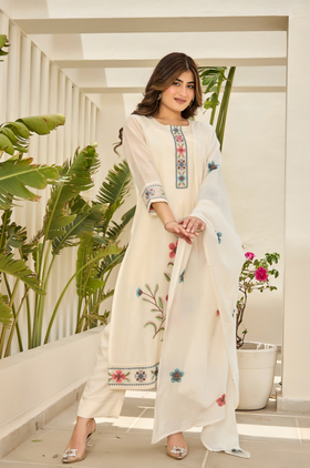 Pearl Essence Mul Chanderi Suit Set